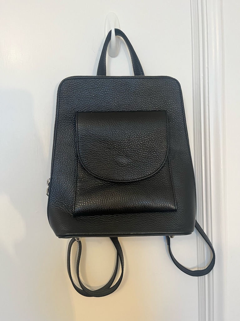 Italian Black Leather Mini Backpack